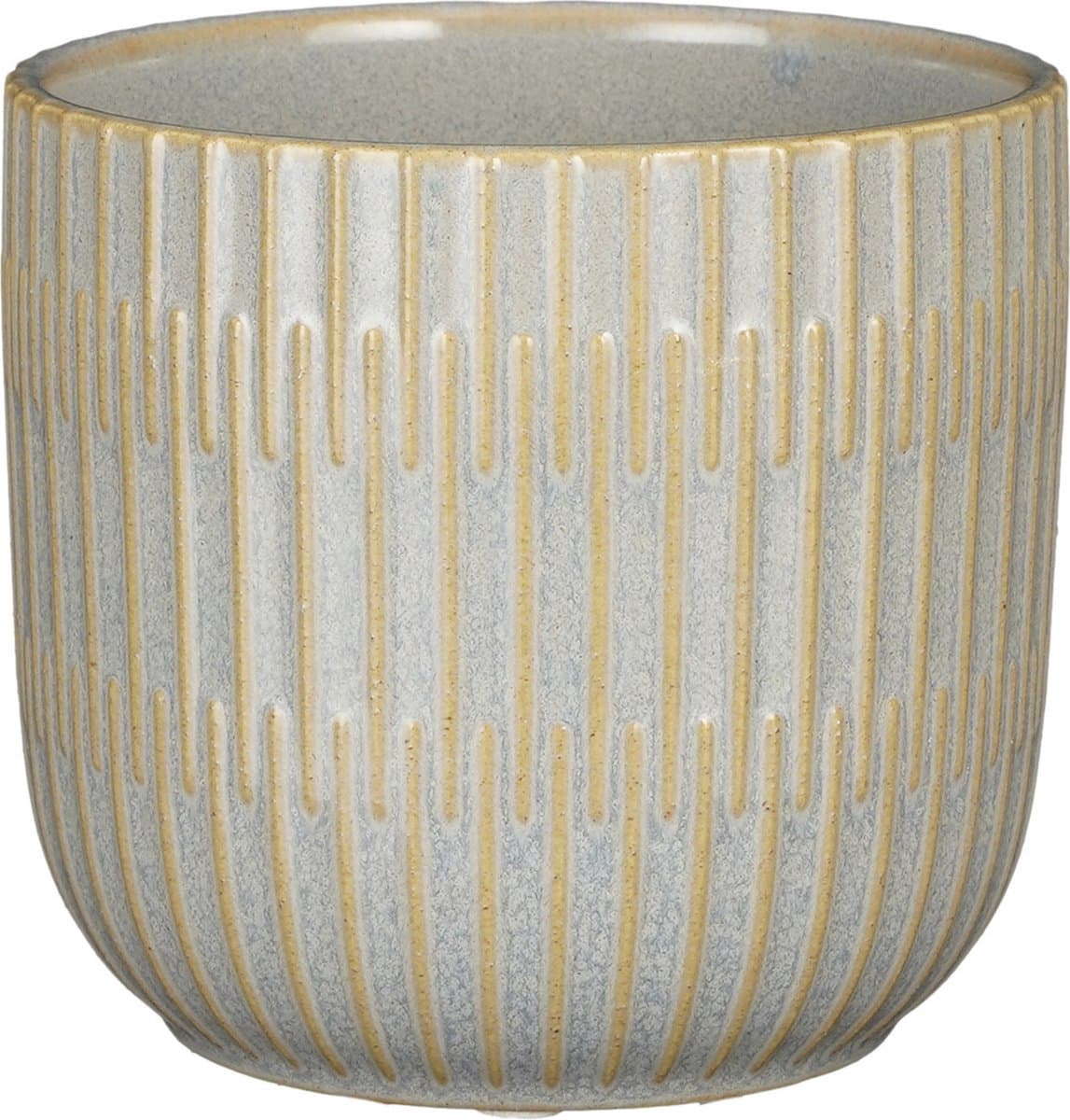 Mica Decorations Plantenpot/bloempot - keramiek - lichtgrijs - D12.5/H11 cm