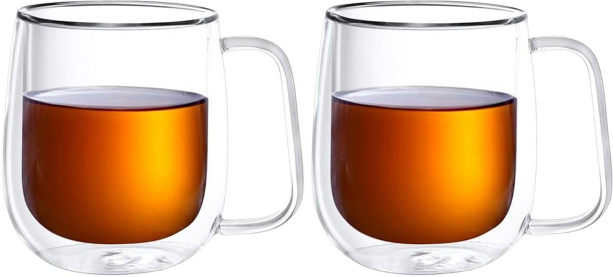 Bricard Dubbelwandige Glazen met Oortje - 300ml - Set van 2 - Koffieglas - Theeglas