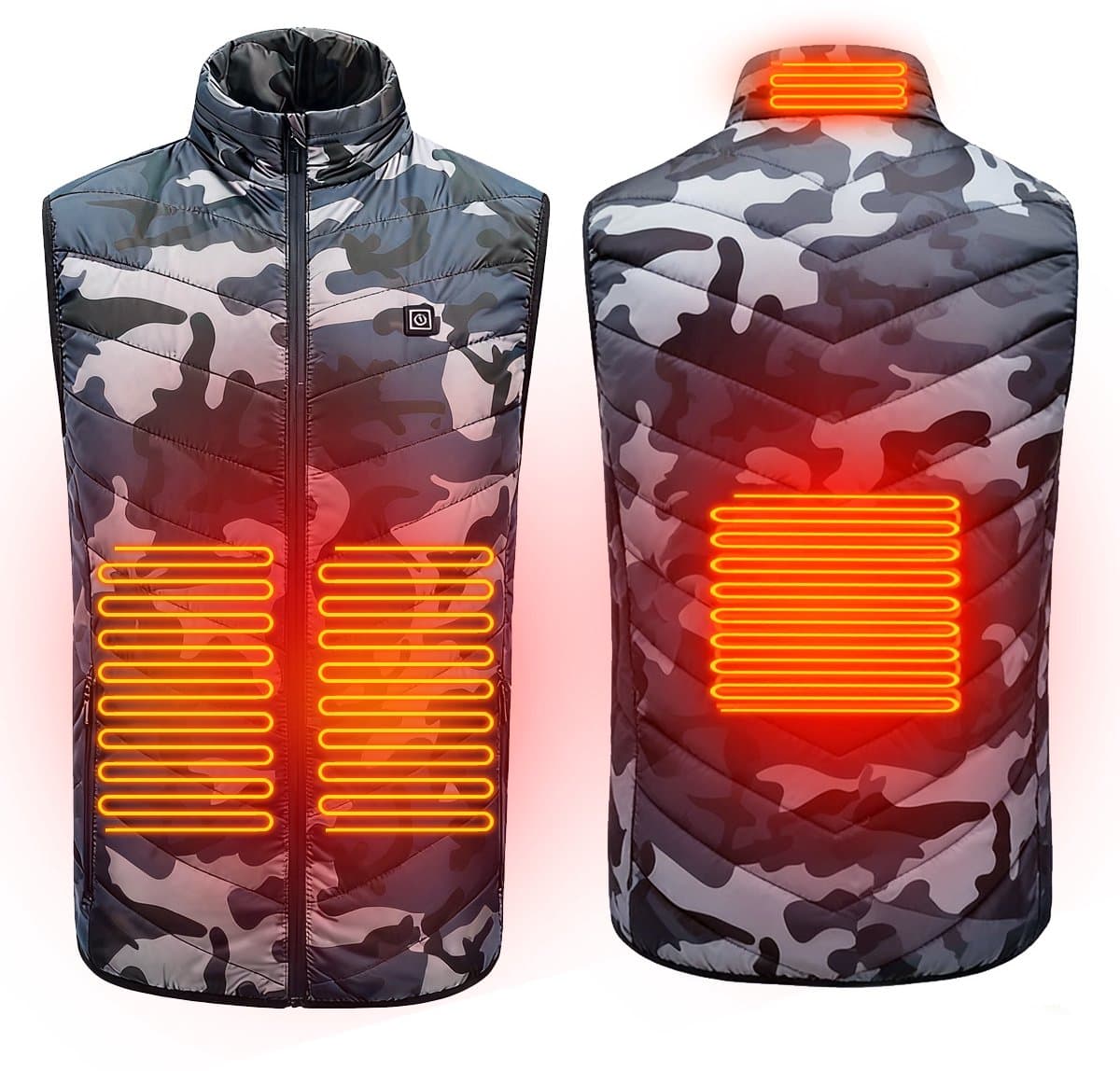 Verwarmd Vest (Powerbank niet inbegrepen)- Usb-Verwarmde Jas - Verwarmd Vest Voor Mannen En Vrouwen - Wintervest - Elektrische Warmte Met 6 Temperatuurinstellingen - Verwarmde Jas - Wasbare Kleding - Geschikt Voor Buiten, Motorrijden-Camouflage-XXL
