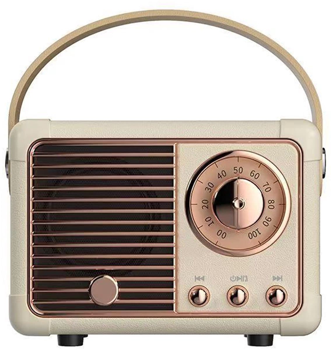 Gigicial Retro Bluetooth Speaker - Vintage Bluetooth Speaker - Draagbaar & Mini Retro Design+Crystal Clear Sound - 1 - Voor Buiten/Thuis+Gebroken Wit