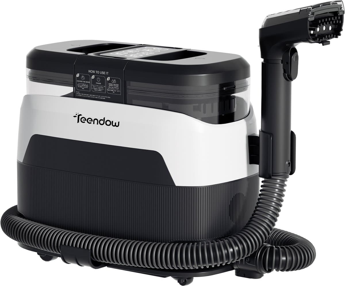 Teendow C6 MAX Tapijtreiniger - 12000Pa Zuigkracht -Hoge temperatuur Stoomreiniging - 1250ml Watertank - 950ml Afvalwatertank - 4m Verlengsnoer- Wit