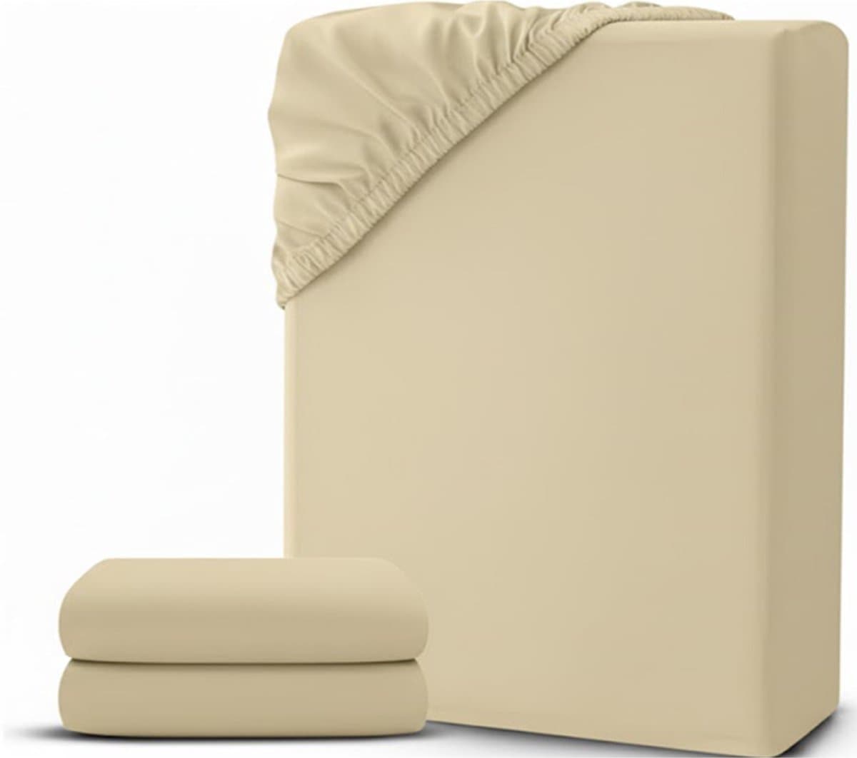 White-Label® Matrasovertrek 160x200 - Dekbedovertrek - Hoeslaken - Matrasbeschermer - Extra Zacht - Beige