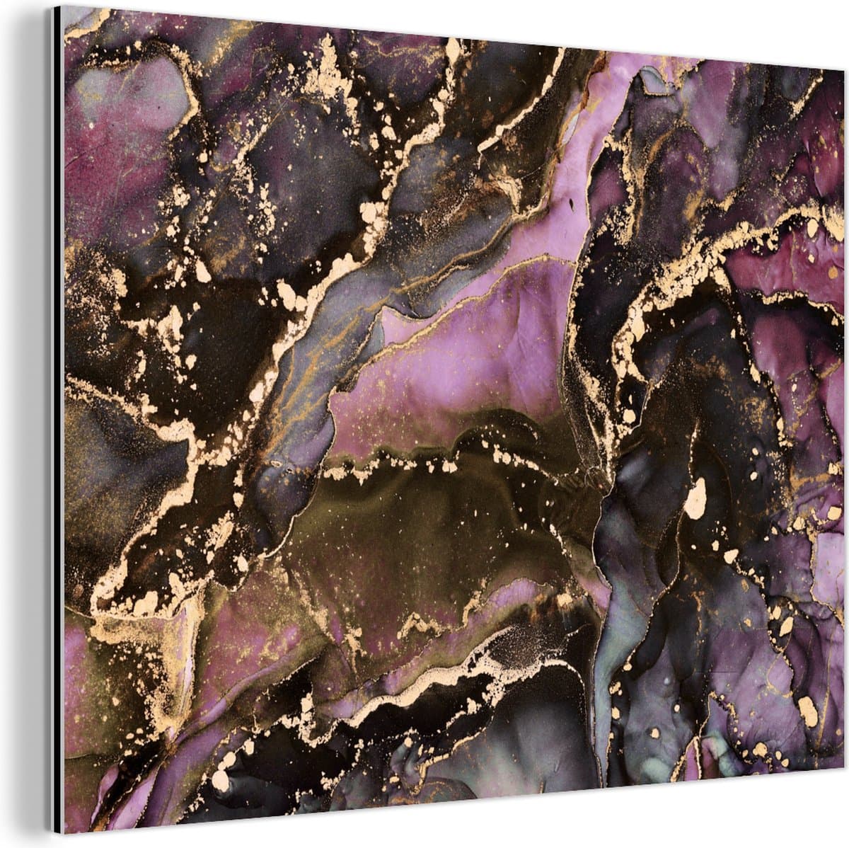 Wanddecoratie Metaal - Aluminium Schilderij Industrieel - Marmer - Gold - Steen - Abstract - 40x30 cm - Dibond - Foto op aluminium - Industriële muurdecoratie - Voor de woonkamer/slaapkamer