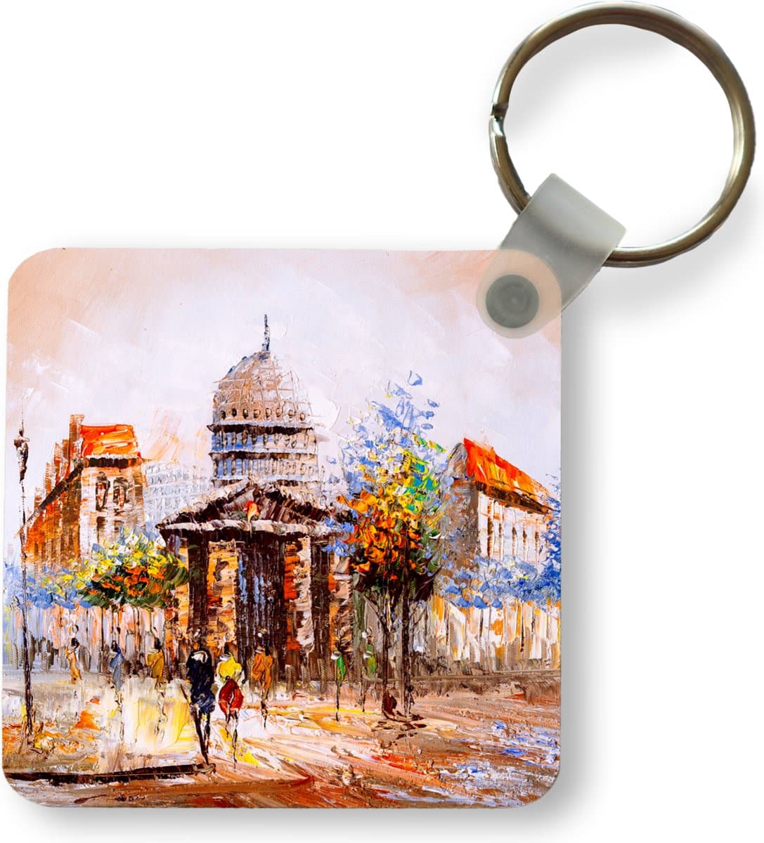 Sleutelhanger - Uitdeelcadeautjes - Schilderij - Stad - Olieverf - Plastic