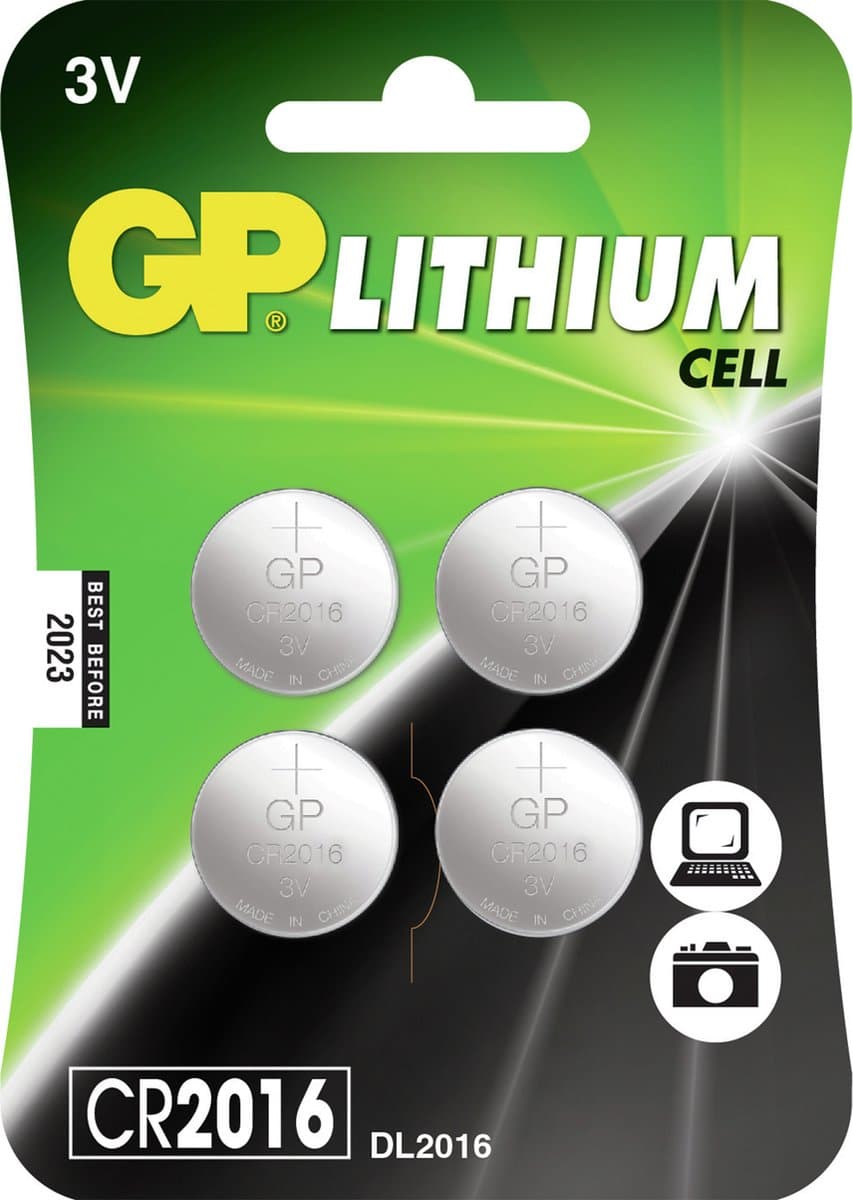 GP Lithium CR2016 knoopcelbatterijen - 4 stuks