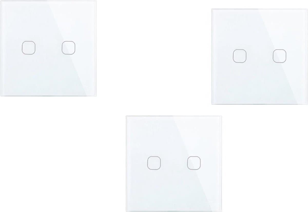 Wand schakelaar Touch 3x wit 86mm 3 gehard glas paneel muur Switch lichte aanraking AC 90-250 v 400W 2A 3x 2 weg