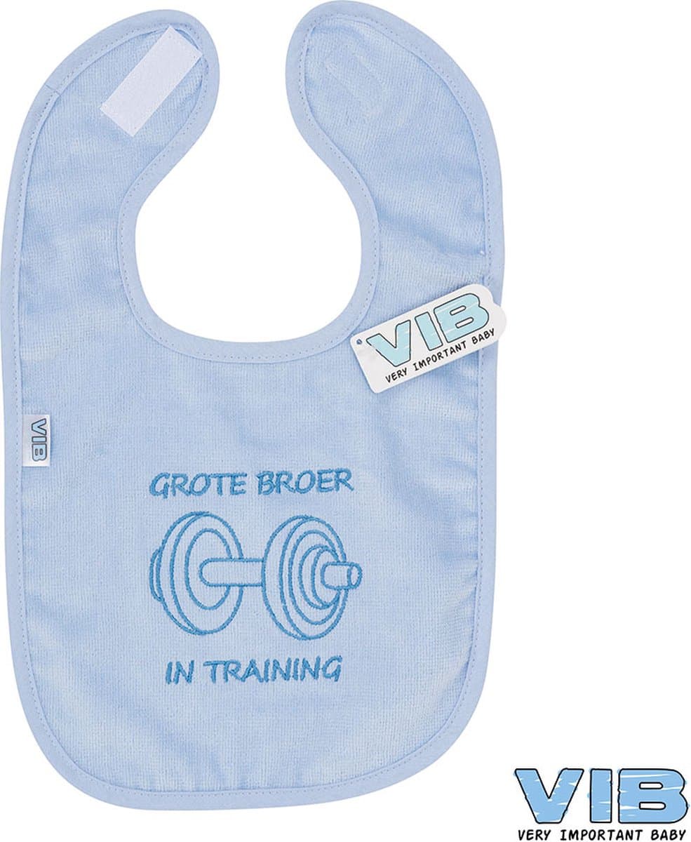 VIB® - Slabbetje Luxe velours - Grote broer in training (Blauw) - Babykleertjes - Slabbetjes - zwangerschap aankondiging - baby aankondiging