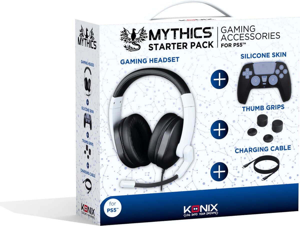 Konix Mythics Headset Bedraad Hoofdband Gamen Zwart, Wit