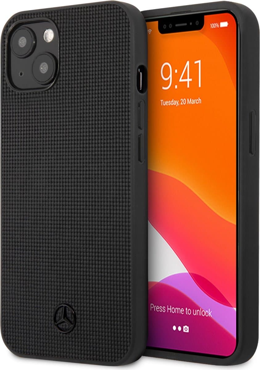 Mercedes-Benz Meshed Back Case - Geschikt voor Apple iPhone 12/12 Pro (6.1") - Zwart