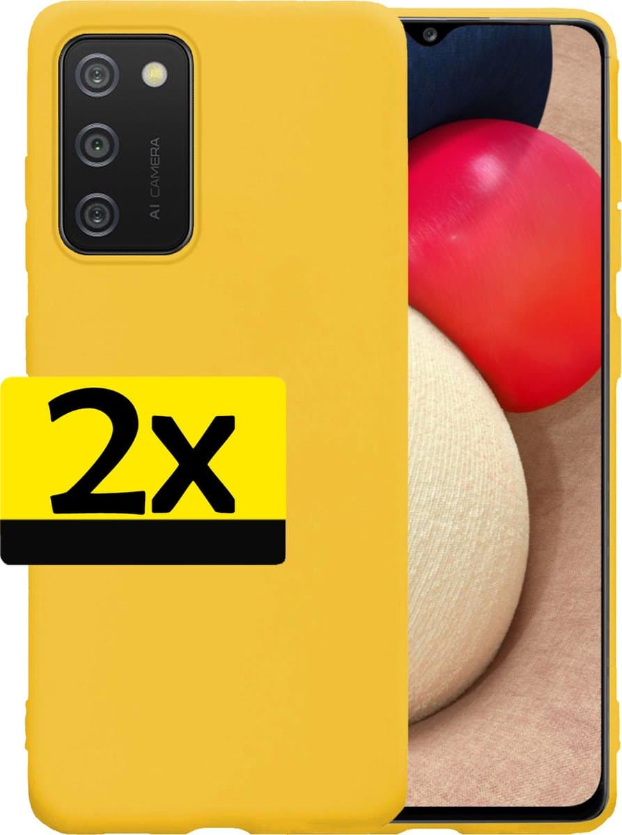 Hoesje - 2 Stuks - Geschikt voor Samsung Galaxy A03s - Sterk & Shockproof - Case Siliconen - Back Cover - Telefoon Hoes - Telefoonhoesjes - Geel