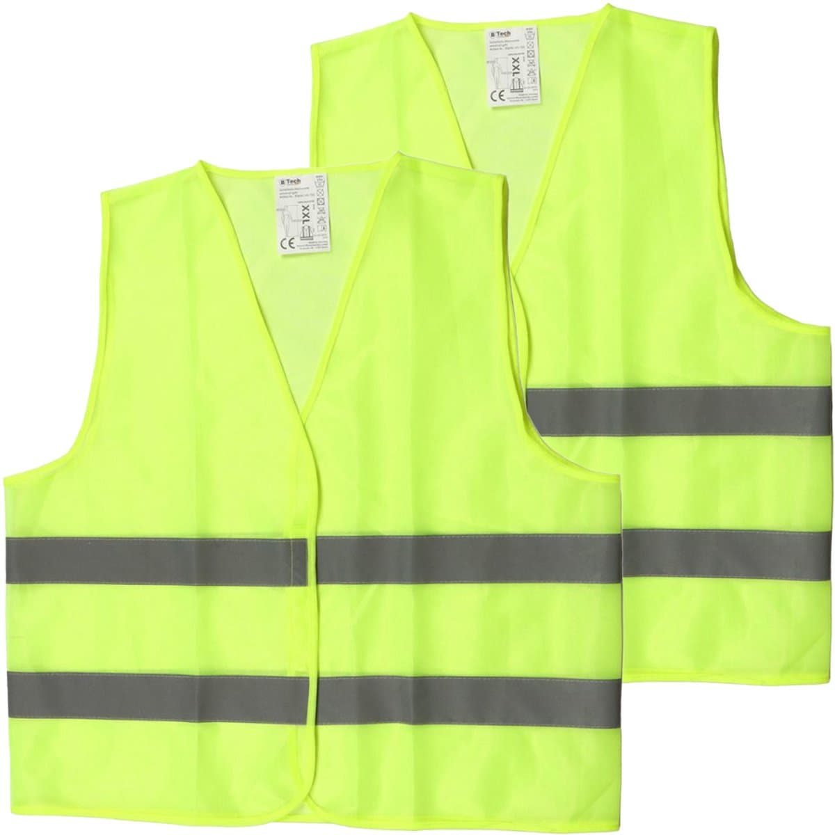 B-Tech Veiligheidshesje - 2x - Geel - one size - met Reflectie - Veiligheidsvest - Reflectievest - Veiligheids