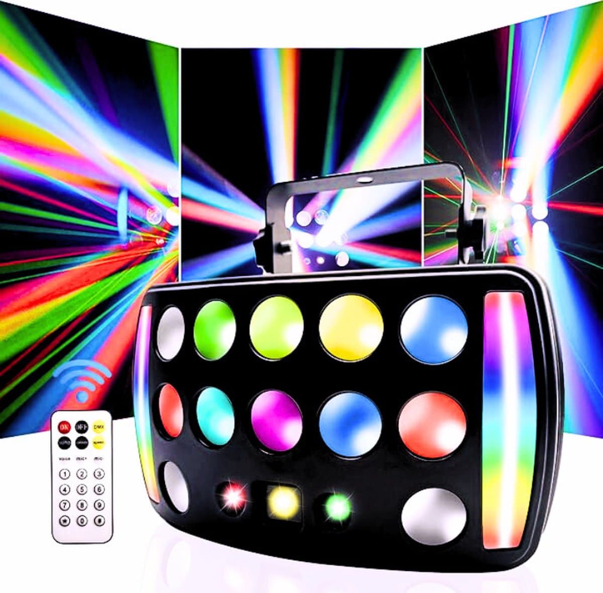 RGBW Derby Feestlicht Met DMX 512 & Afstandsbediening – Professionele Disco- En Podiumverlichting Voor Club - Party - Bar En Thuisgebruik