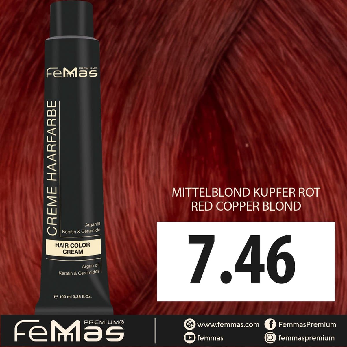 Femmas (7.46) -Haarverf - Middenblond Koperrood - 100ml