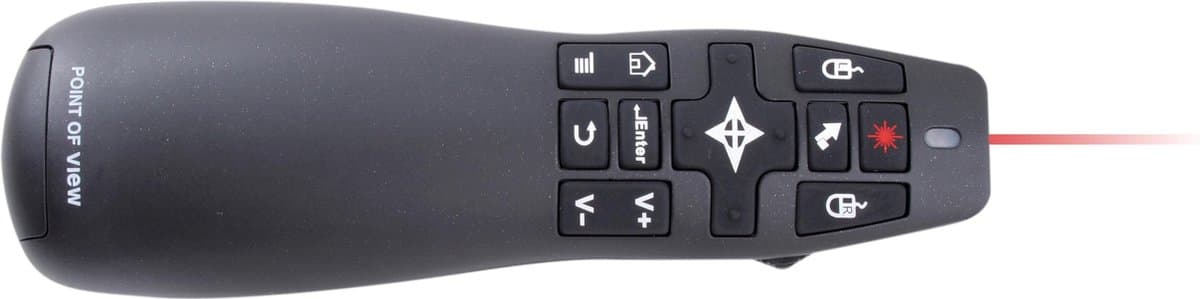 Point of View Draadloze USB Presenter - Wireless Presentatie Klikker met Laser Pointer - Presentatie Afstandsbediening  - 10 Meter Bereik - Windows/Apple/Mac/Powerpoint/Prezi/Keynote - Zwart