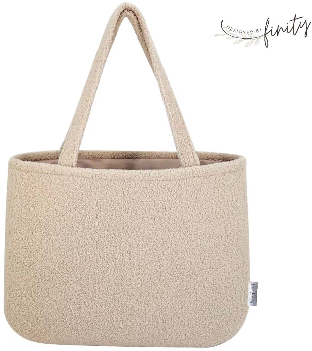 Design by Finity - Shopper - Schoudertas - Mommy Tas - Luiertas - Tote bag - Verzorgingstas - Teddy soft - Trendy tas - Beige