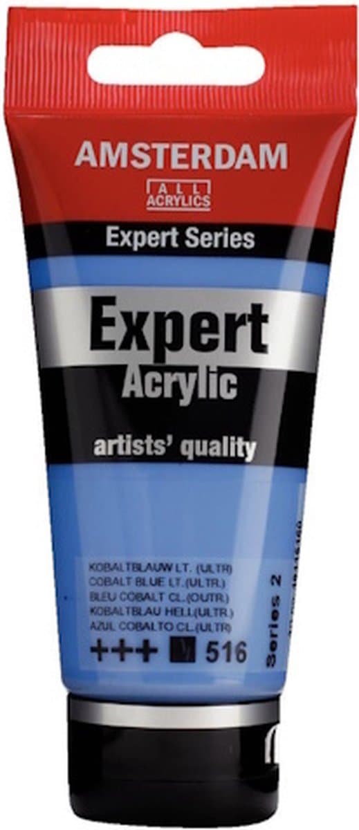 Amsterdam Expert Acrylverf - Blauwe Acrylverf - #516 Kobaltblauw Licht Ultramarijn - Acrylic Paint - Acrylaatverf – Acrylic Paint – Hobbyverf – Kunstschildersverf - Hobbyverf Blauw - 75ml