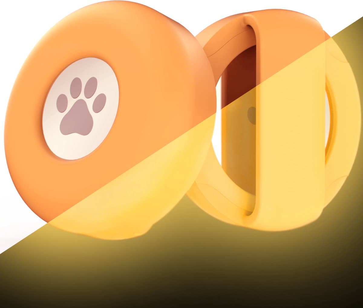 What's Goods - Originele hond en kat huisdieren siliconen halsband bescherm hoesje/houder geschikt voor Apple Airtag (Gen 1 & 2) - Glow in the dark oranje