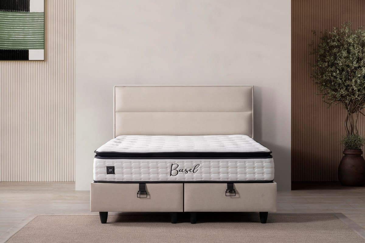 BSS Bedding Excelente - Bed Boxspring Set - Complete Boxspring - 140x200 - Slaapkamerbed - 1 x Matras met Topper - 2 x Bedbox - 1 x Hoofdbord