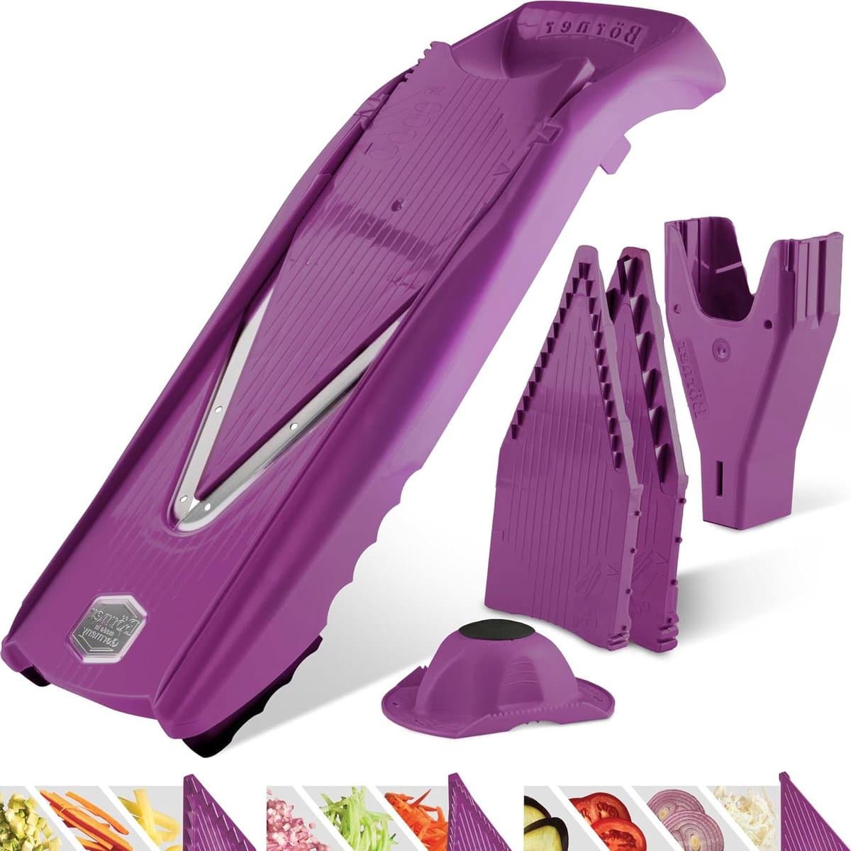 PowerLine Starter mandoline slicer - groentesnijder voor het snijden van groente in schijfjes en blokjes - vijfdelige set in violet