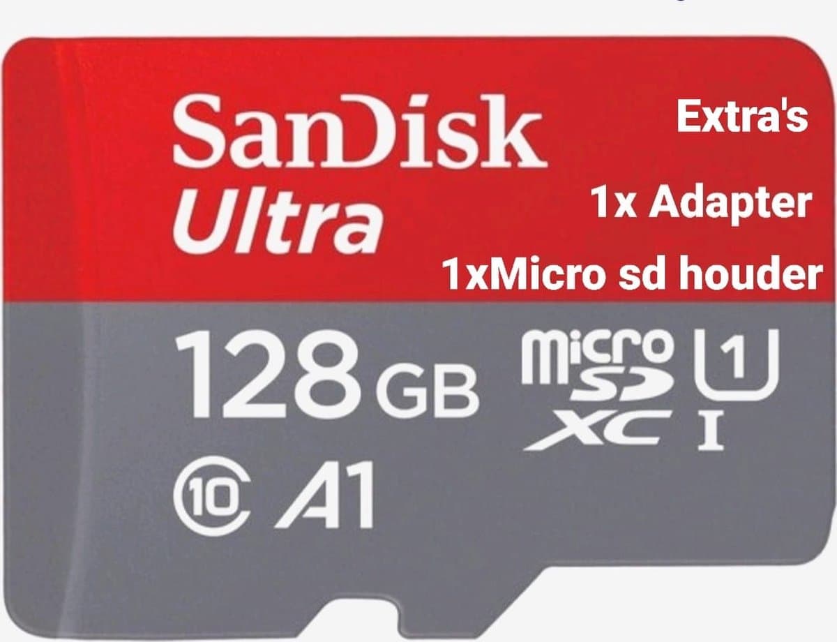 SanDisk 128GB micro SD ULTRA geheugenkaart UHS-I A1 (Compleet setje)