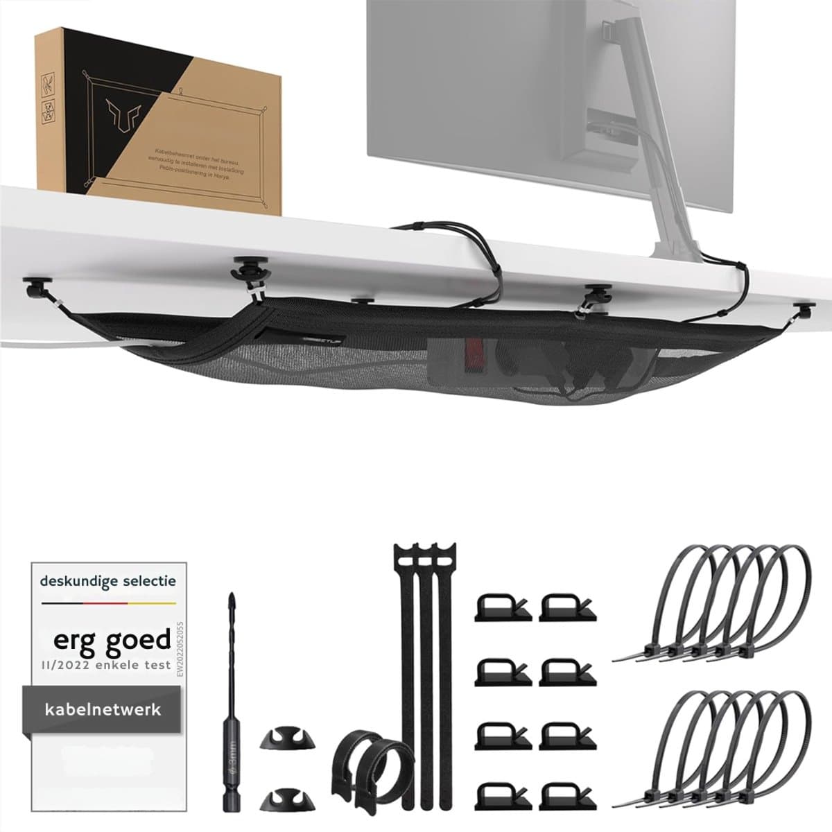 TIM® Kabelgoot - Kabelgoot Bureau - Cable Management - Zwart - 70cm x 25cm x 1cm