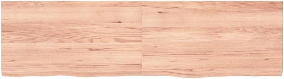 Wandplank Massief Eiken - Zwevend Hangrek - Decoratief Opbergen - Natuurlijke Rand - 180 x 50 cm - Lichtbruin