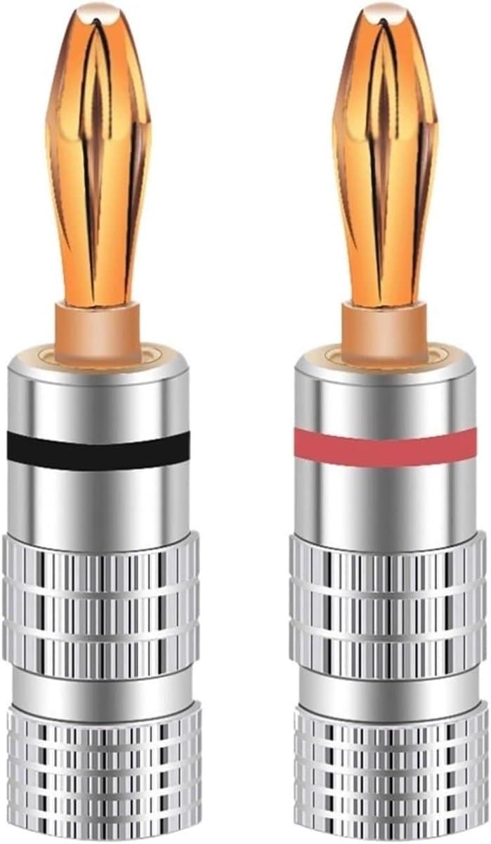 Speaker Connectoren - Banaan Plug - Muziek Aansluiten - Vergulde Stekkers - 4mm - Zwart Rood
