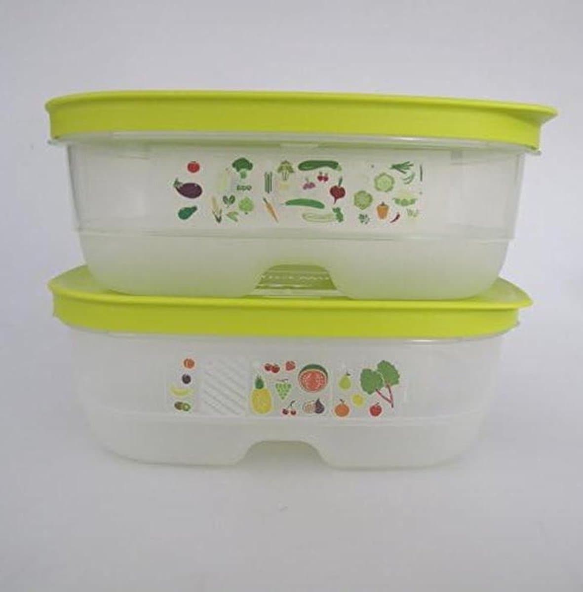 Koelkast Container - Voedselbewaring Bakjes - Voedsel Vers Houden - Ventilatie Mogelijkheid - 800 ml Set - Limoen
