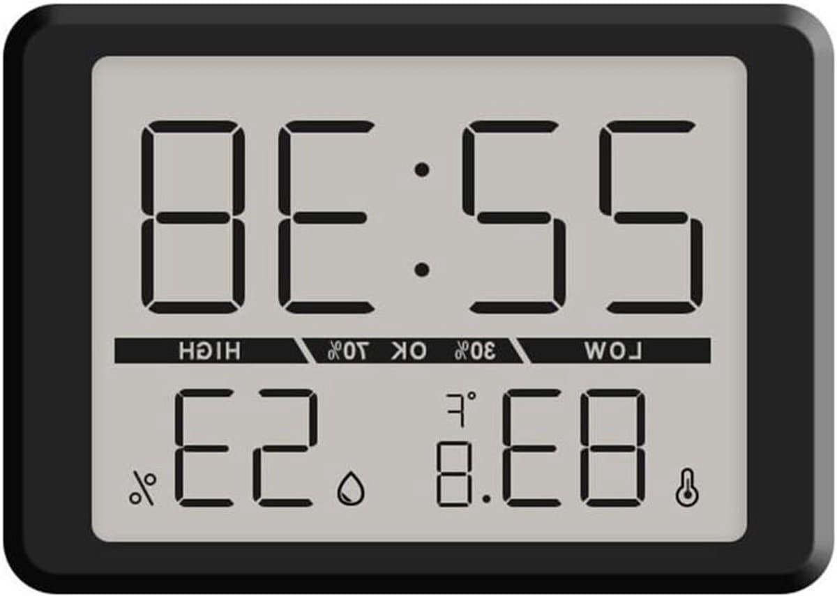 Digitale wekker - Temperatuur monitor - Milieu monitoring - Magnetische plaatsing - -50 tot 70C - Zwart