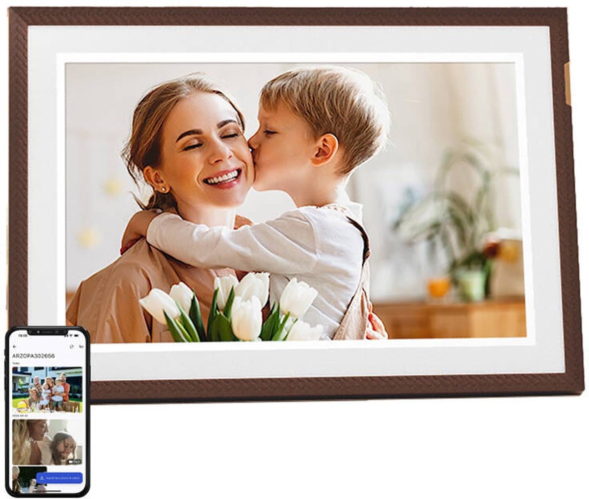 Arzopa D10 Digitaal Fotolijstje (Donkerbruin) 10.1