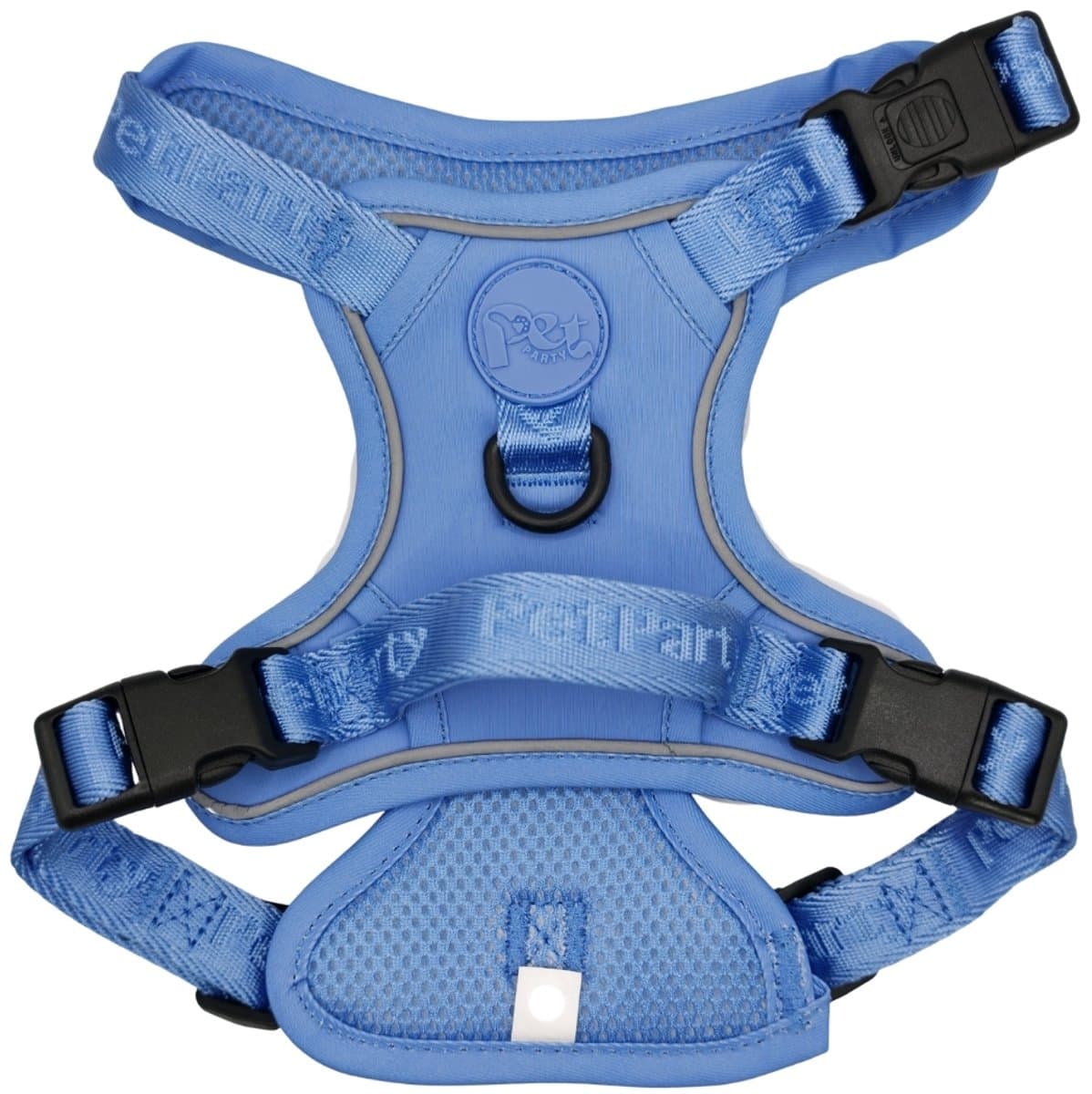 Pet Party Y-Hondenharnas No Pull - Anti Trek Hondentuig met Borstclip en Rugclip - Verstelbaar Y-Tuig - Reflecterend en Zacht Gevoerd - Blauw - Maat L - Borstomvang 68-92 cm