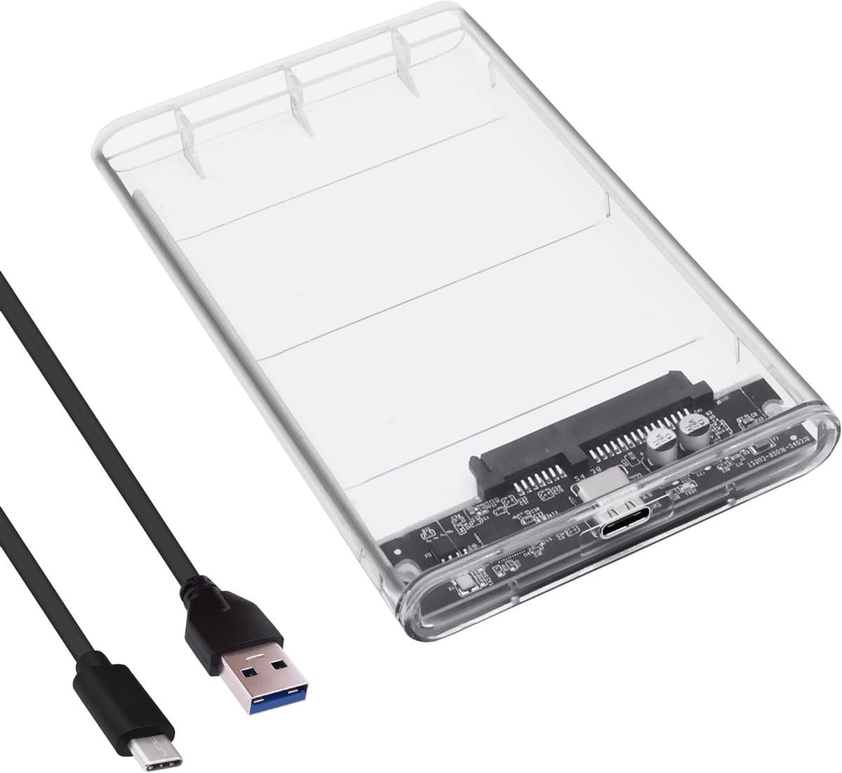 Externe behuizing voor 2.5 inch SATA harde schijven met USB Type-C en USB 3.0, geschikt voor 7mm en 9.5mm SSD en HDD, eenvoudig te installeren zonder gereedschap