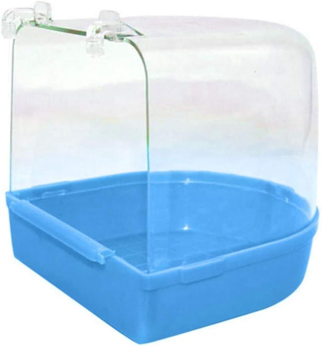 Vogel Bad - Vogel Douche - Hygiënisch Verblijf - Transparante Kooi - 13.5 x 14 x 14 cm - Blauw