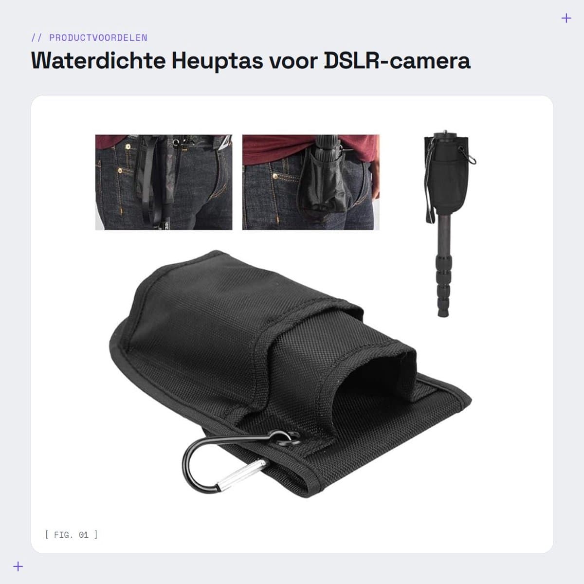 Dailygoods- Heuptas Waterdicht - DSLR-camera - Duurzaam - Twee lagen - Klittenband - Geschikt voor monopods - Camera Tas