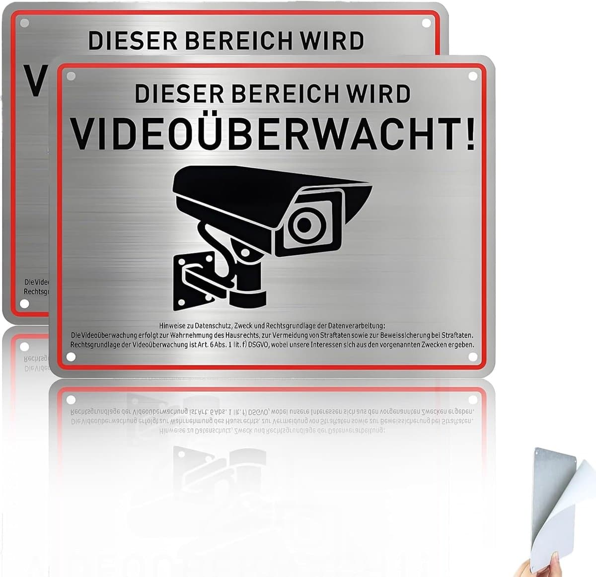 Waarschuwingsbord Camera - Camerabewaking Bord - Terrein Beveiligen - Aluminium Weerbestendig - 15x20 cm - Zilver
