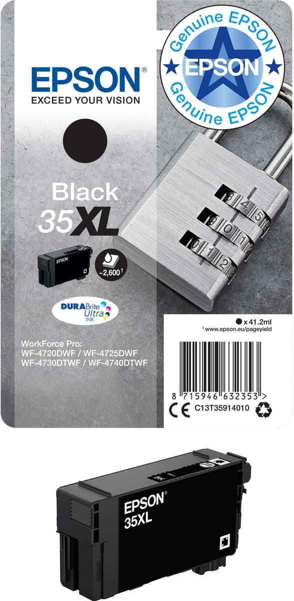 Epson Padlock Singlepack zwart 35XL DURABrite Ultra Ink