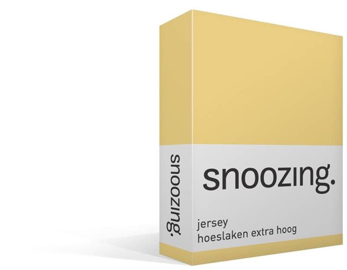 Snoozing Jersey - Hoeslaken Extra Hoog - 100% gebreide katoen - 200x210/220 cm - Geel