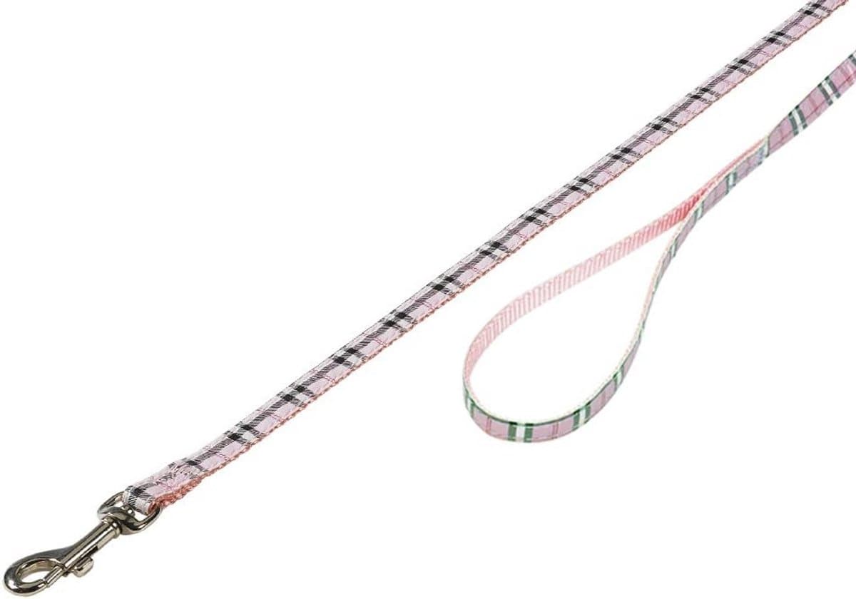 Hondenlijn Nylon Tartan Roze - 120 cm Lengte voor Puppy's en Kleine Honden