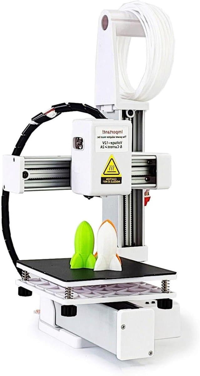 Mini 3D-printer - Beginner 3D-printer Desktop 3D-printer - Educatieve projecten - Volledig metalen mondstuk - 100x100x100 mm - Wit