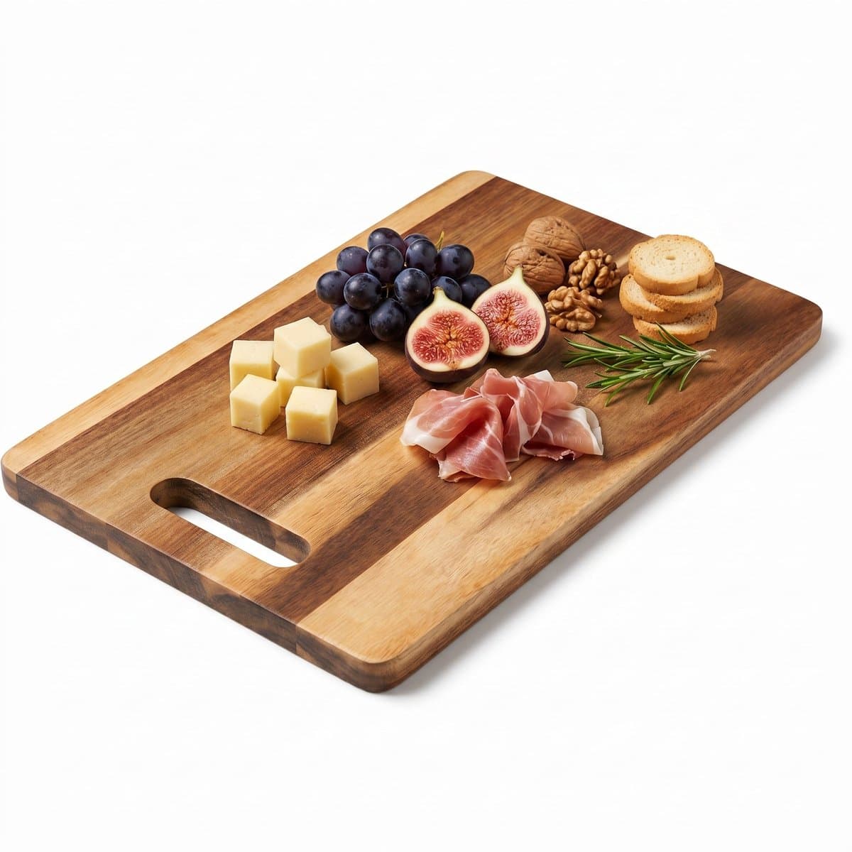 Cheqo® Snijplank - Acaciahouten Snijplank - Houten Snijplank met Handvat - Serveerplank - Borrelplank - Tapasplank - Hakblok - Kaasplank - Vleesplank - Vleeswarenplank - Hapjesplank - Ontbijtplank - Pizzaplank - Houten Snijplank voor Keuken