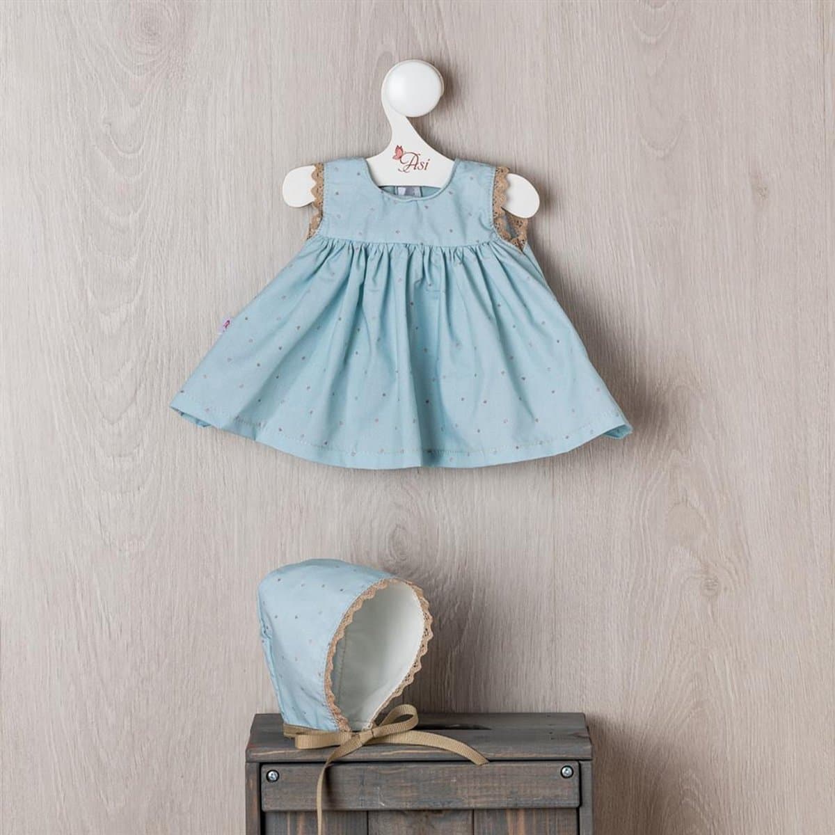 Asi poppenkleding jurk Estrella oudblauw - poppenoutfit.