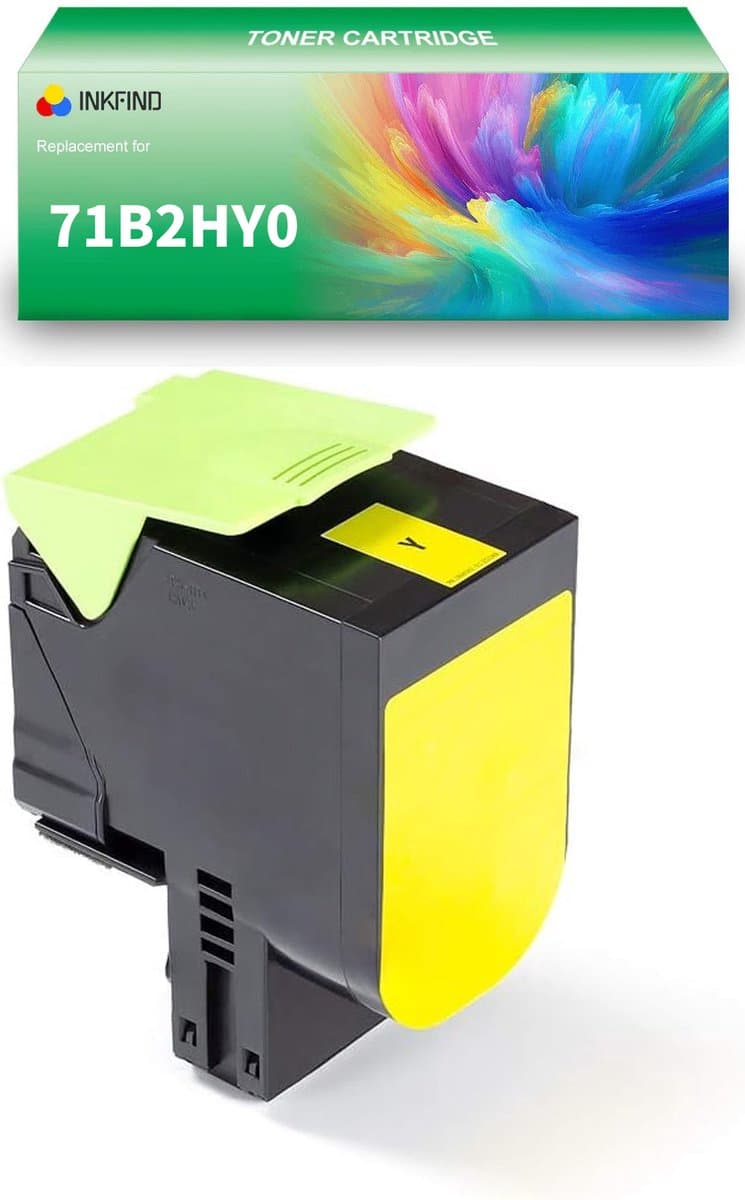 INKFIND 71B2HY0 Geel tonercartridge compatibel met Lexmark 71B2HY0 Geel geschikt voor Lexmark CX417de/CS417dn/CX517de/CS517de - 1-pack Geel