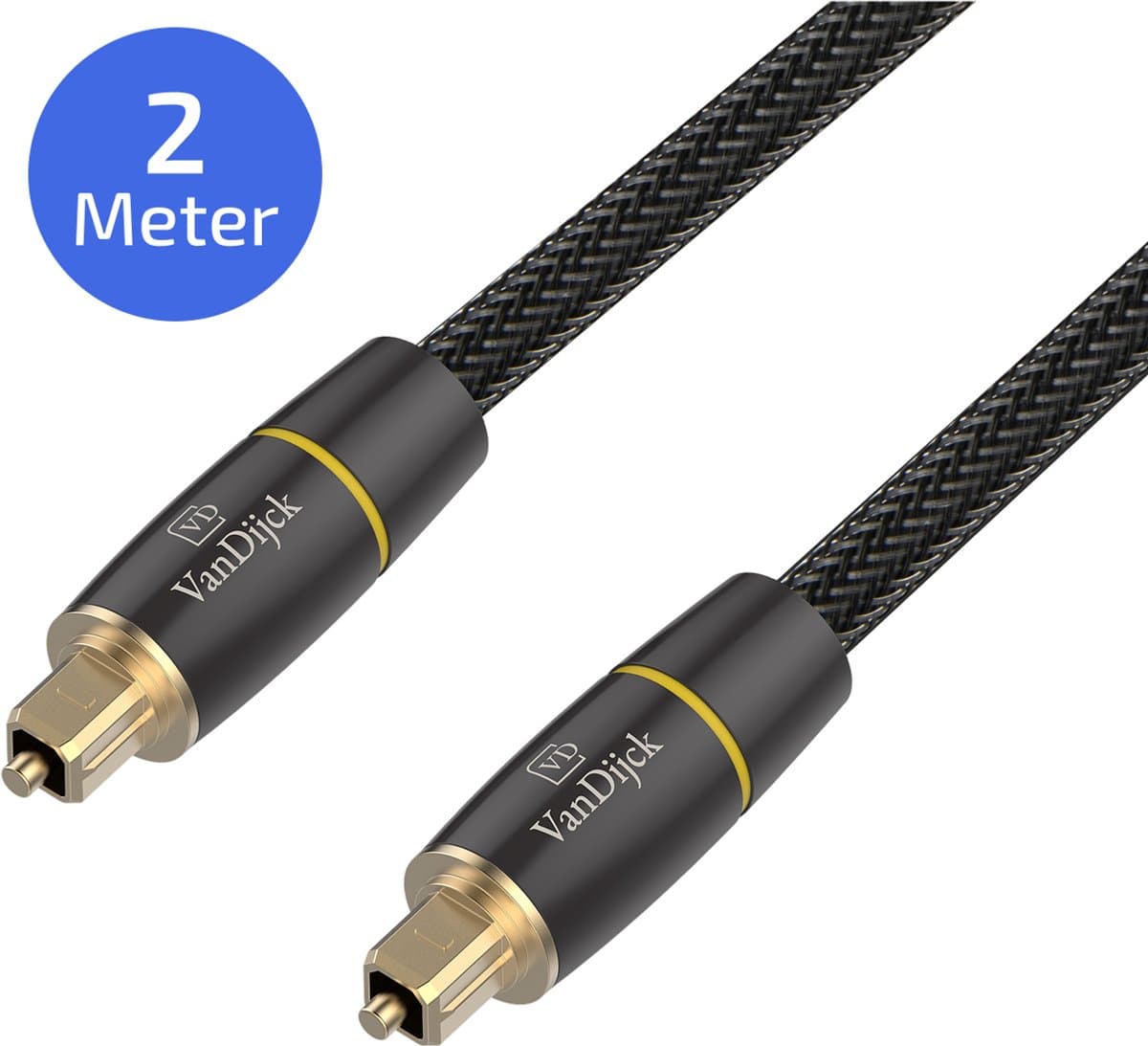 VanDijck Toslink Optische Kabel - Soundbar - 2 meter - Metallic