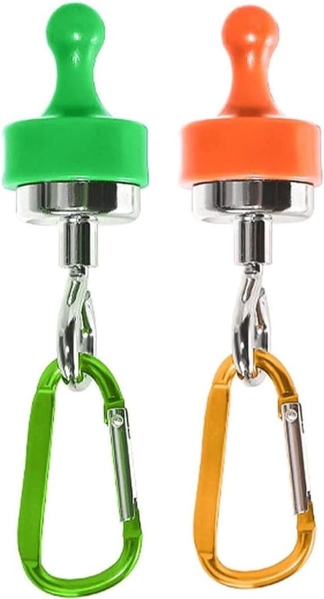 - Magnetische Haken voor Buitengebruik - Ophangsysteem - Sterke Magneten - Fluorescerend - Kampeertenten Garage Koelkasten - Luifels - Geschikt voor D-Type Ophanging - Groen Oranje.