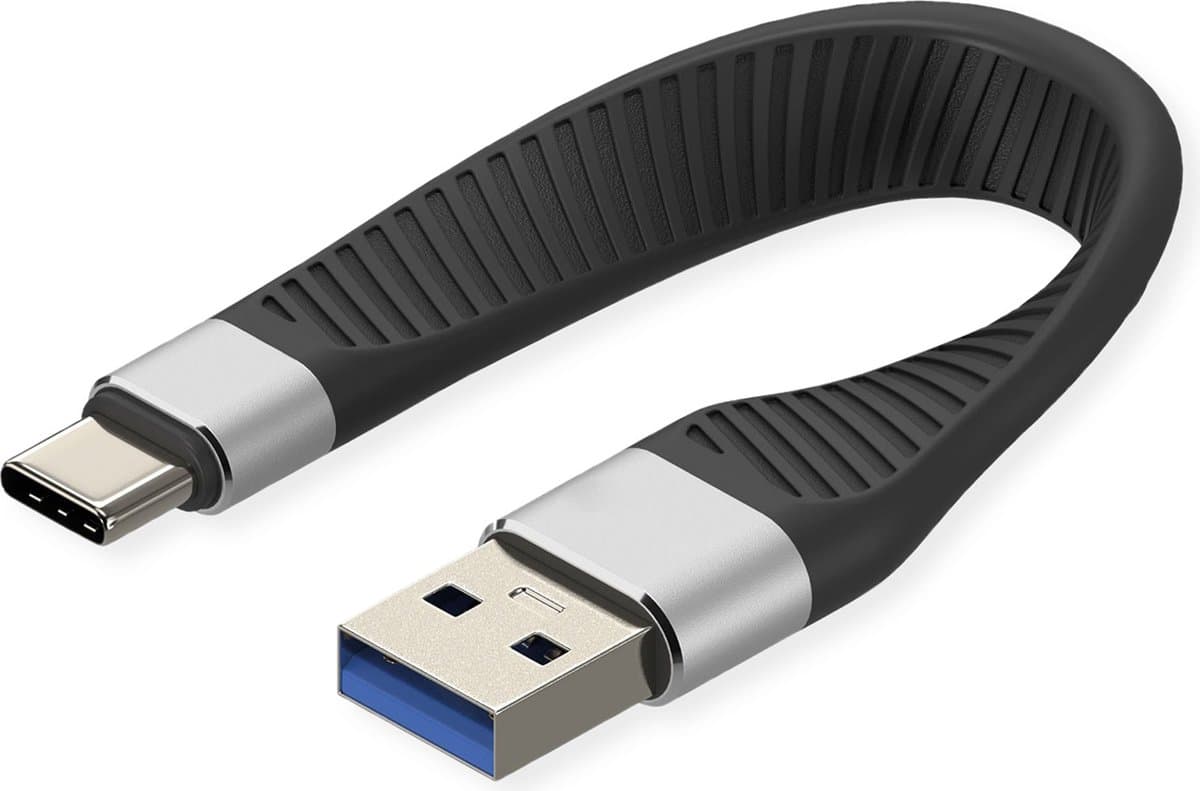 ROLINE USB 3.2 Gen 2 siliconenkabel, Emark, C-A, M/M, 10Gbit/s, zwart, 11 cm
