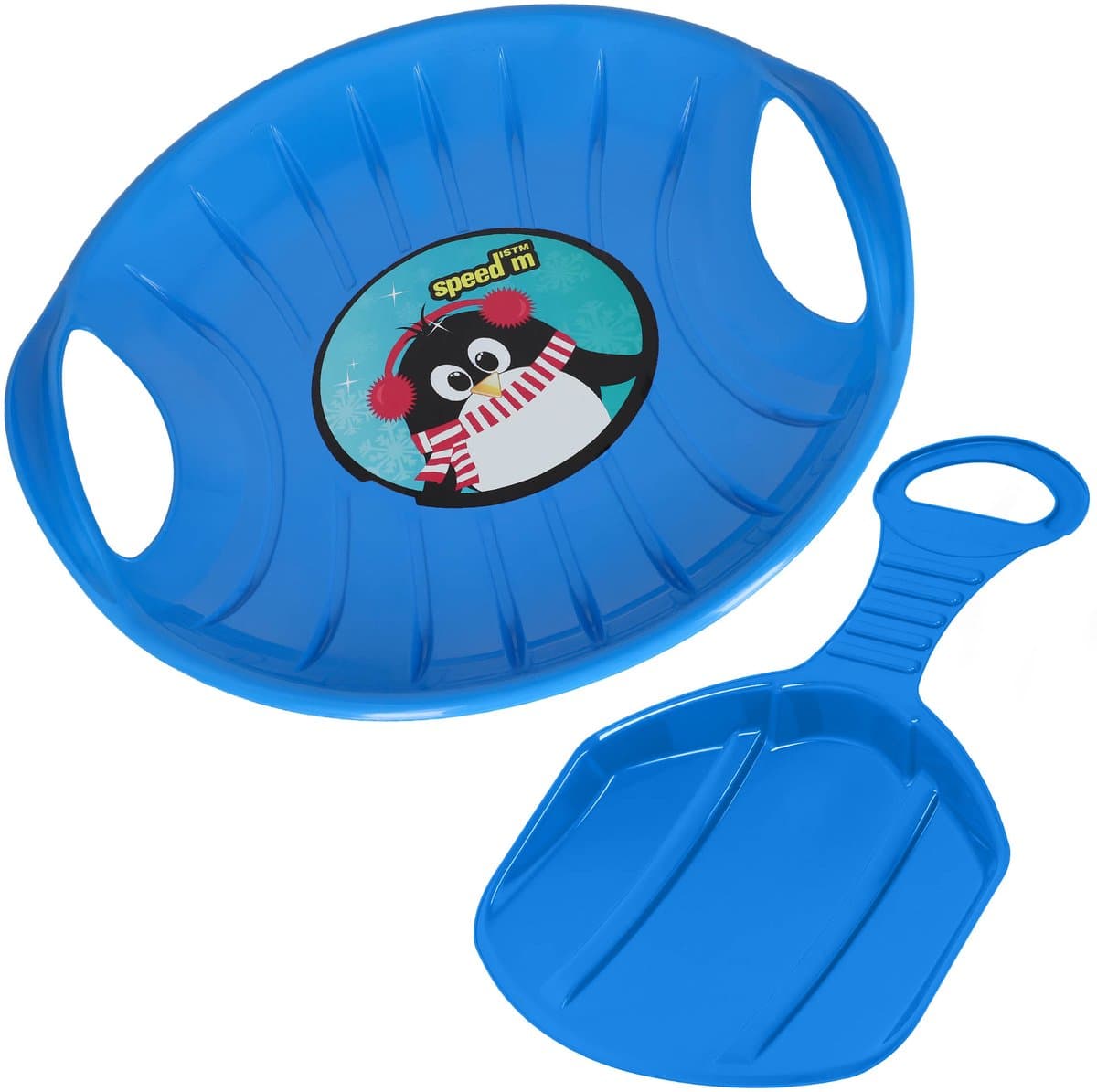 KOTARBAU® Sneeuwschijf Set, Kunststof, 60 cm, Blauw, Schotel Slee Plastic, 34x53 cm, Sneeuw Slee, Rodelen, Lichtgewicht, Voor Kinderen En Volwassenen, Bobsleeën, Sneeuwglijder