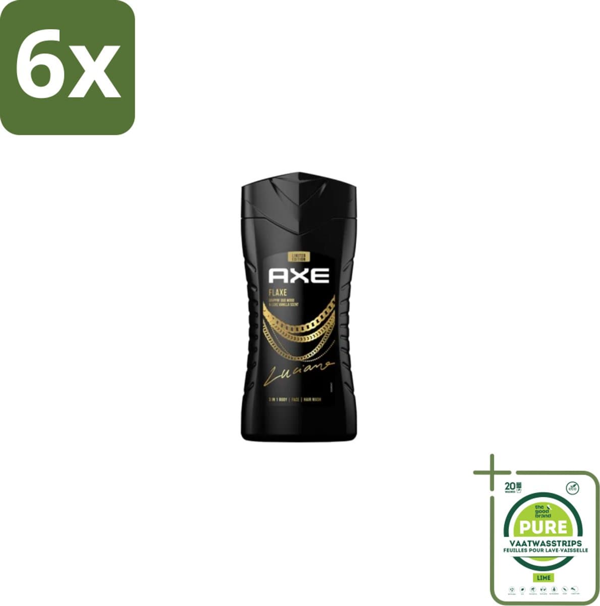 Axe – Douchegel – Flaxe – 250 ml - Voordeelverpakking - 6 stuks - Douchegel voor mannen - Frisse geur