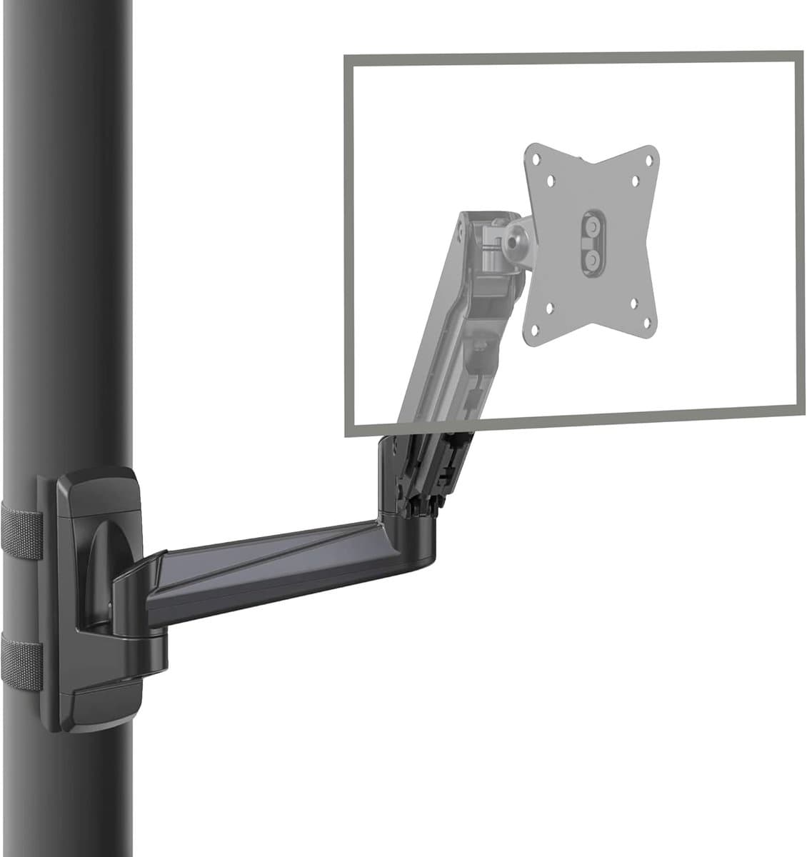 Monitor Arm - Werkplek Verstelbaar - Paal Montage - Gasveer Arm - Tot 32 Inch - Zwart