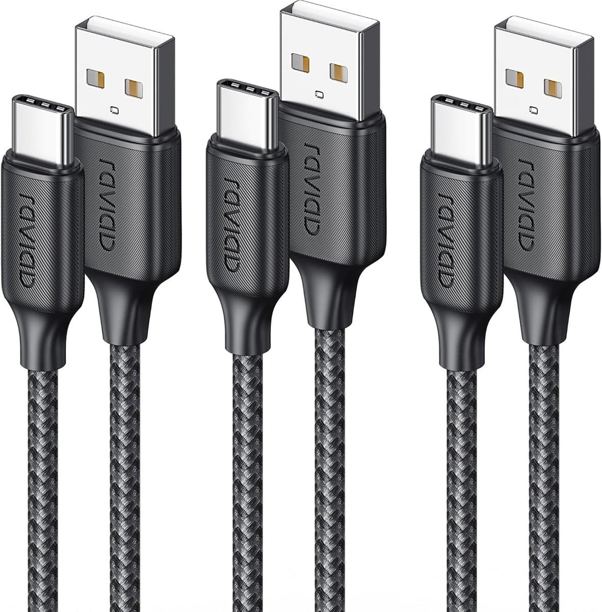Set van 3 USB-C naar USB-C Kabels - 2 Meter Lang - Snelladen