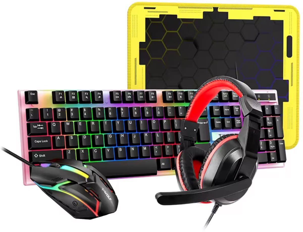 Toetsenbord, Gaming Muis, Headset & Muismat – RGB LED Verlichting – Bedrade USB - 4-in-1 Gaming Set – – 104 Toetsen – PC / Laptop Gaming Combo